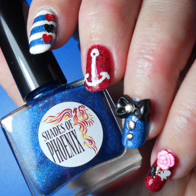 Rockabilly nail art using Shades of Phoenix Classy Chassis and Back Seat Bingo